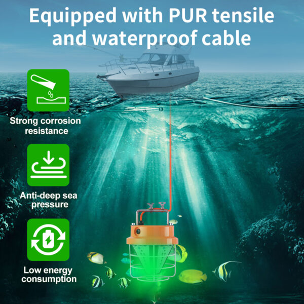 IP68 waterproof Attraction Lamp 200W Lure Catching salmon large fish green fishing light - Image 4