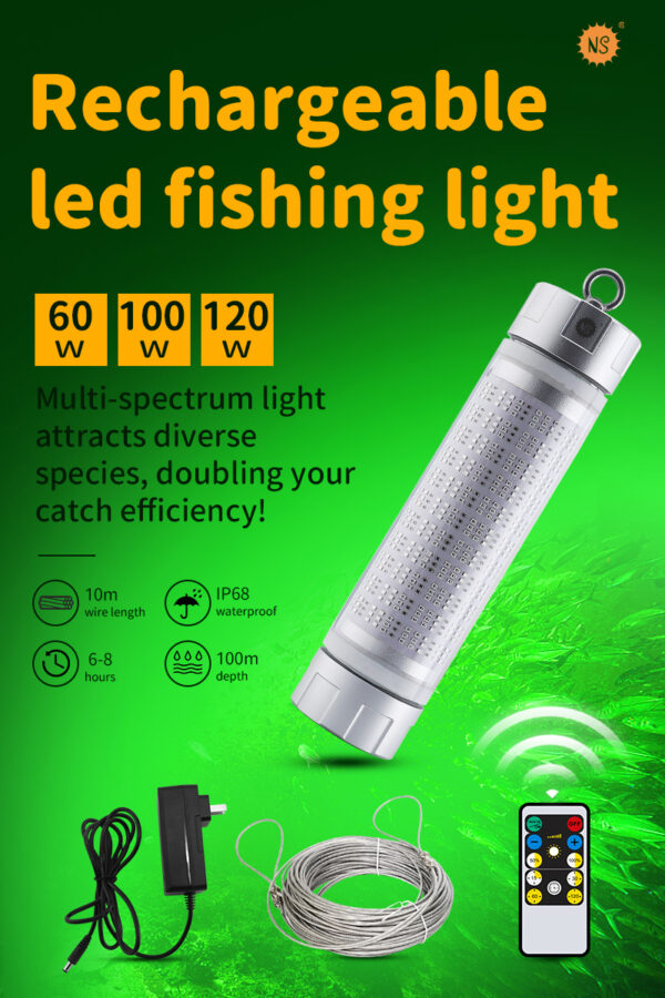 Green Led Fishing Lights 60W Luminous Lures Led Lights 360 Degree Glow